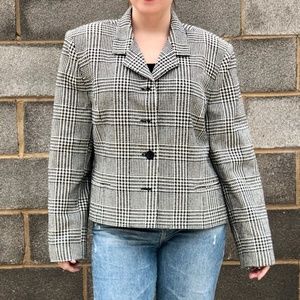 Da-Rue Suit Jacket Women's 18 Black White Houndstooth‎ Silk PRofessional Look